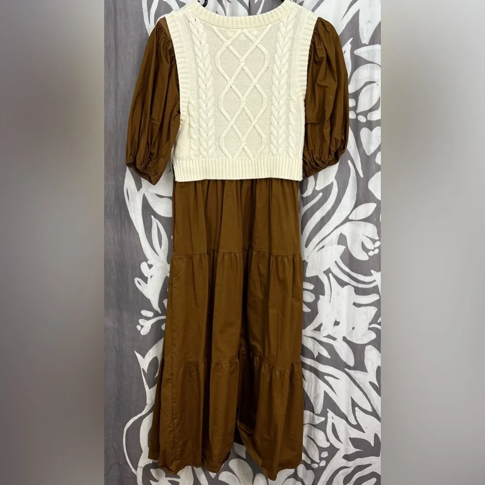 Sofie the Label Cognac Tiered Layered Sweater Dress - Picture 7 of 7